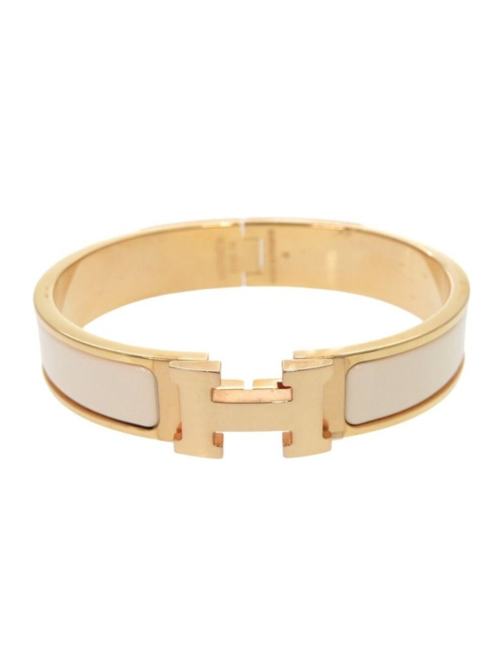 Hermes Clic H PM F1 02 74 Metal Enamel White Bangle Bracelet